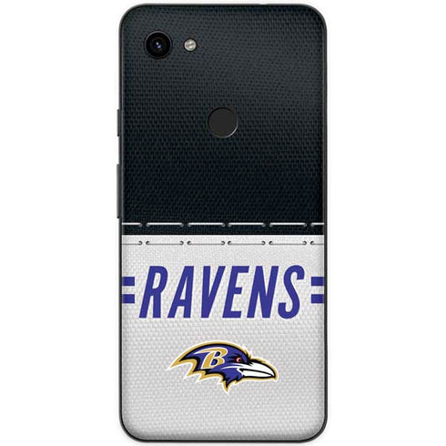NFL Baltimore Ravens White Striped Google Pixel 3a XL Skin